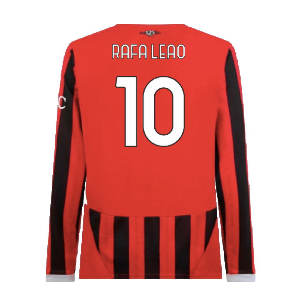 2024-2025 AC Milan Home Long Sleeve Shirt (Rafa Leao 10)