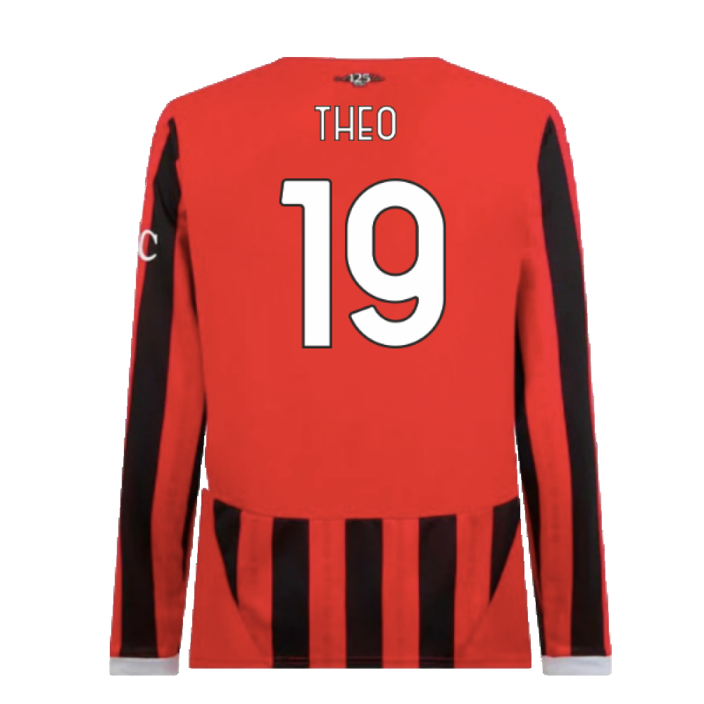 2024-2025 AC Milan Home Long Sleeve Shirt (Theo 19)
