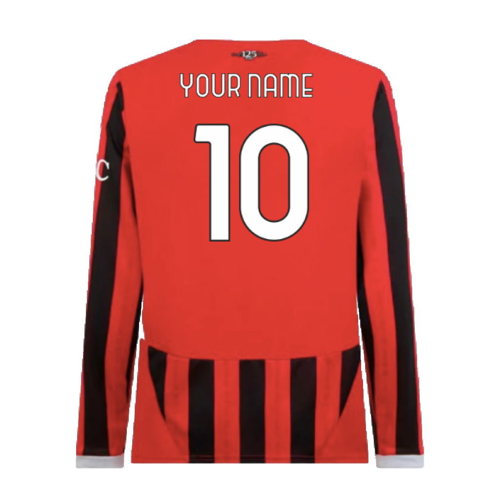 2024-2025 AC Milan Home Long Sleeve Shirt (Your Name)