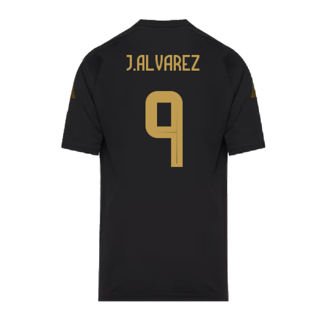 2024-2025 Argentina Pre-Match Shirt (Black) - Kids (J.ALVAREZ 9)