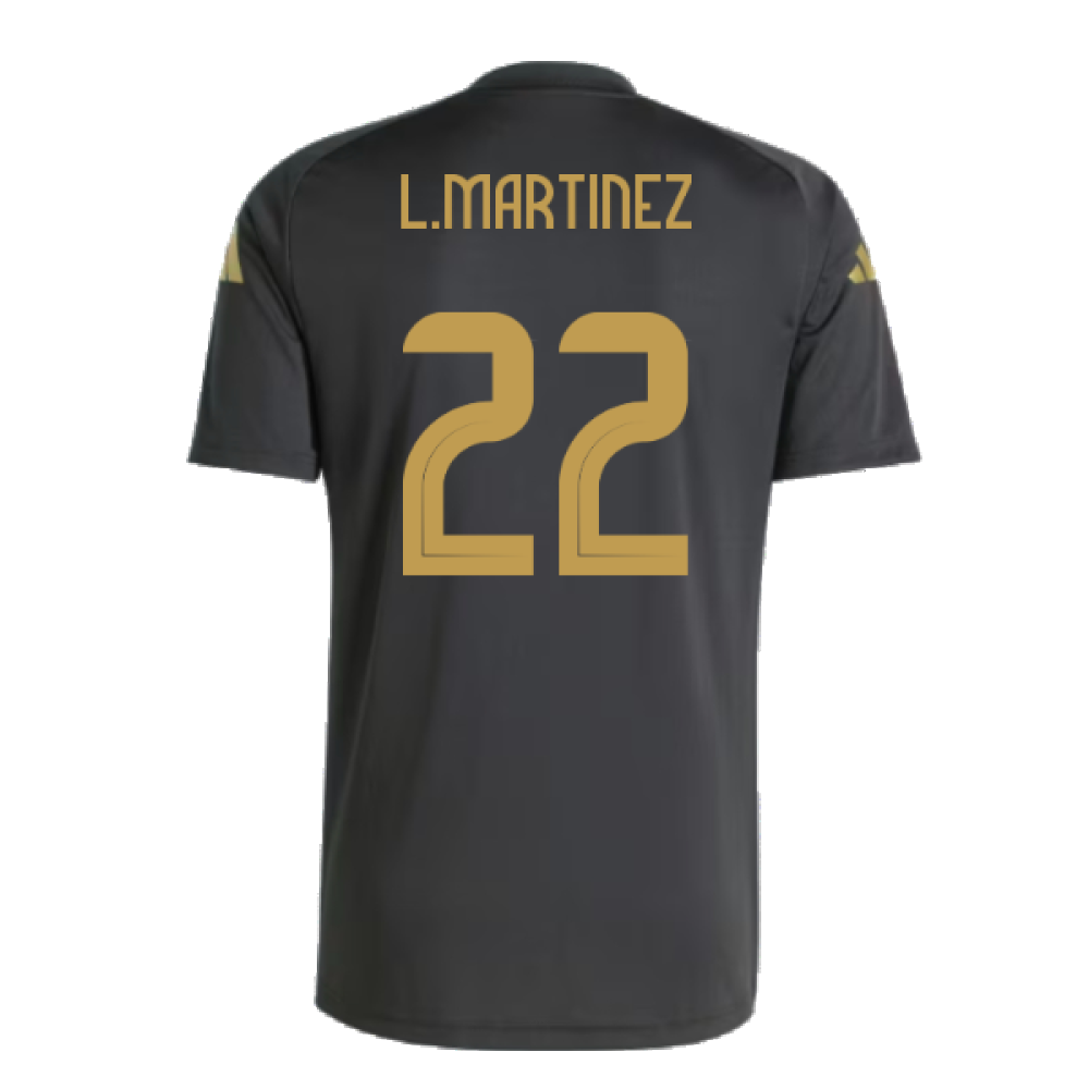 2024-2025 Argentina Pre-Match Shirt (Black) (L.MARTINEZ 22)