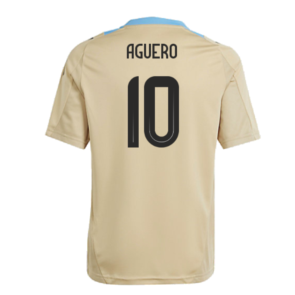 2024-2025 Argentina Training Jersey (Hazy Beige) - Kids (AGUERO 10)