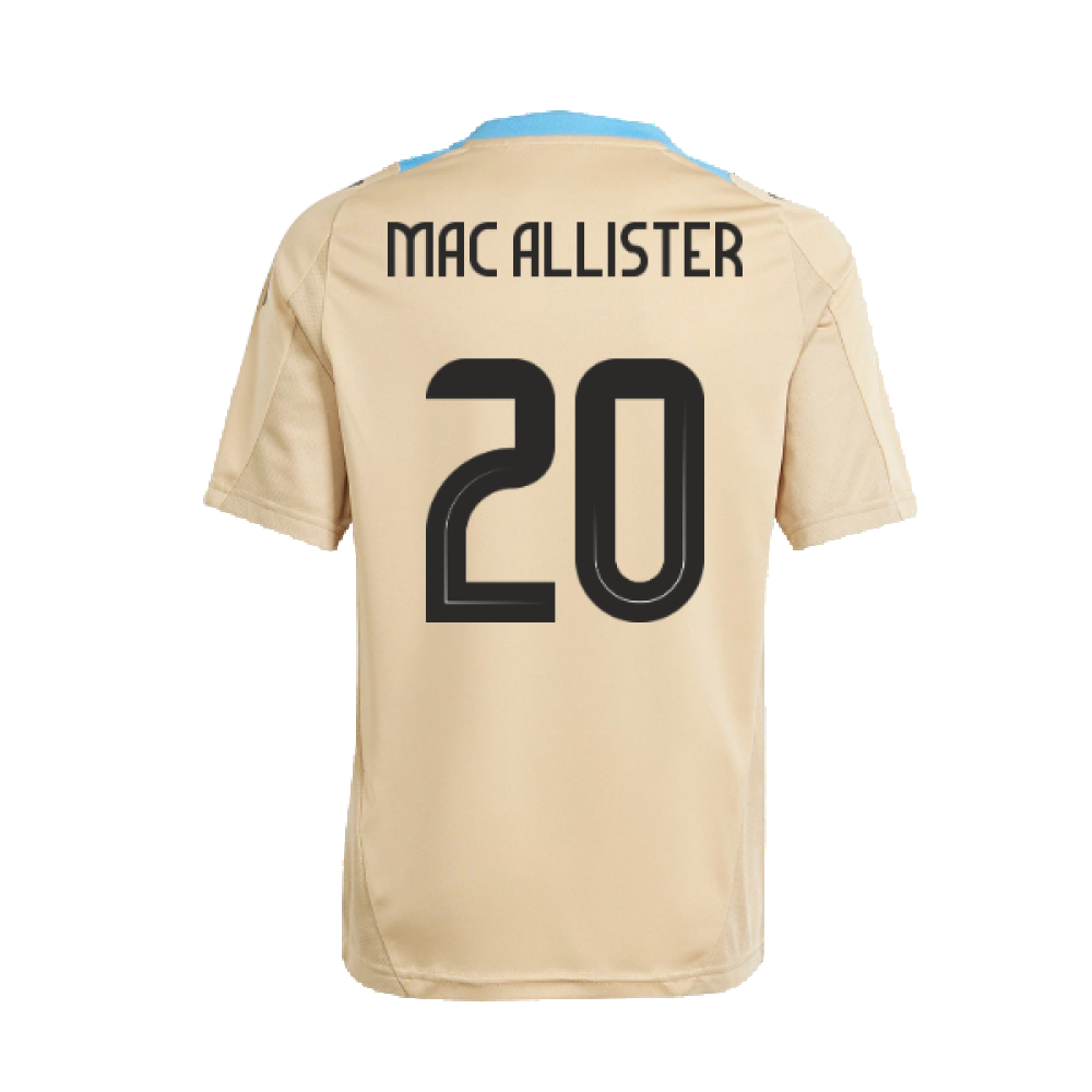 2024-2025 Argentina Training Jersey (Hazy Beige) (MAC ALLISTER 20)