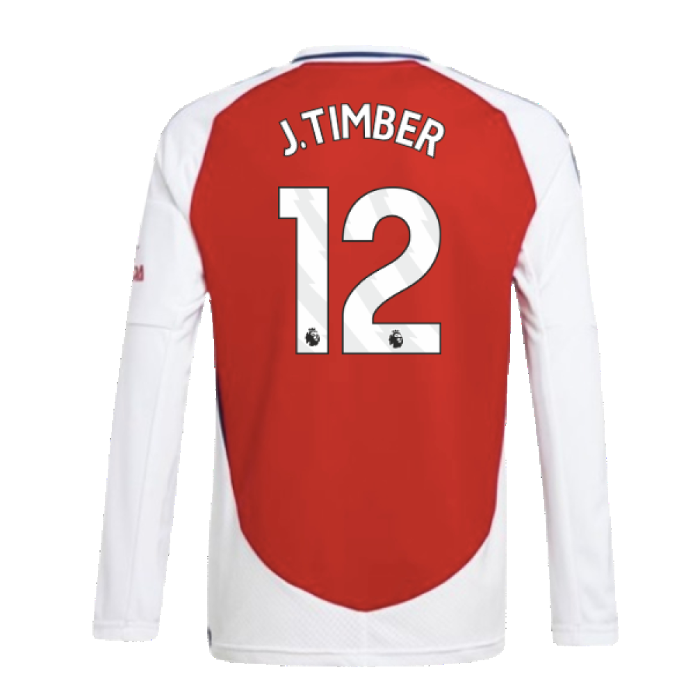 2024-2025 Arsenal Long Sleeve Home Shirt (Kids) (J.Timber 12)