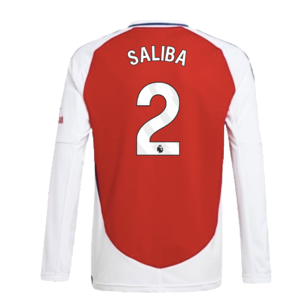 2024-2025 Arsenal Long Sleeve Home Shirt (Kids) (Saliba 2)