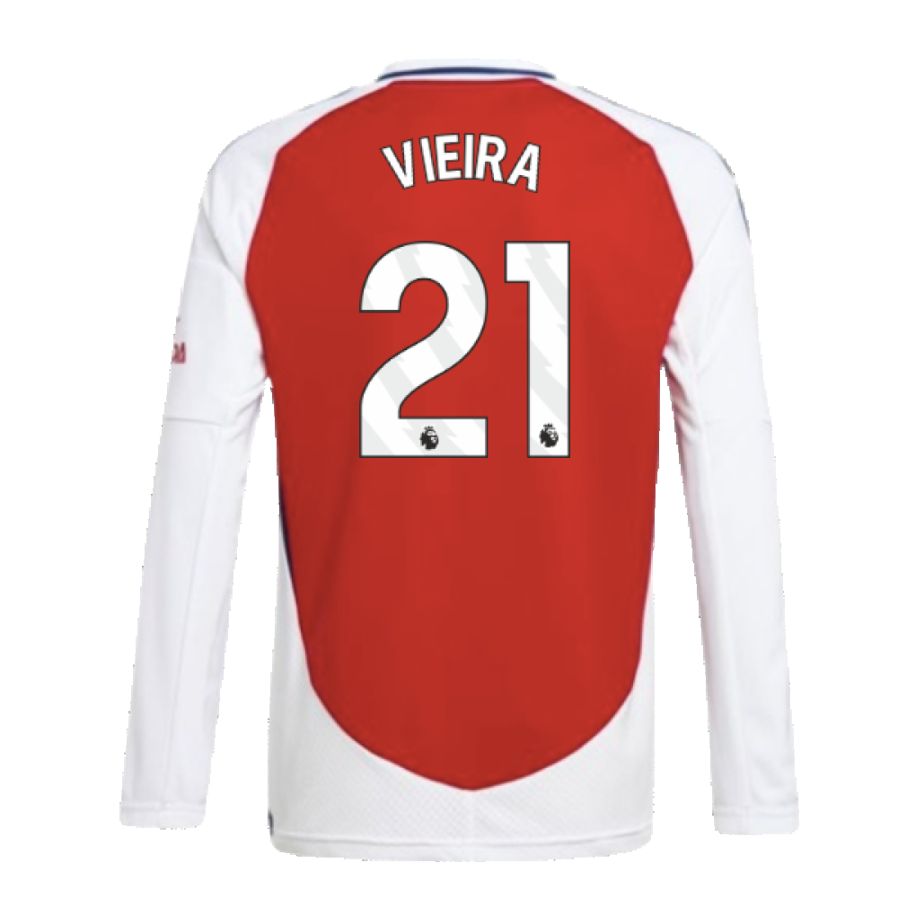 2024-2025 Arsenal Long Sleeve Home Shirt (Kids) (Vieira 21)