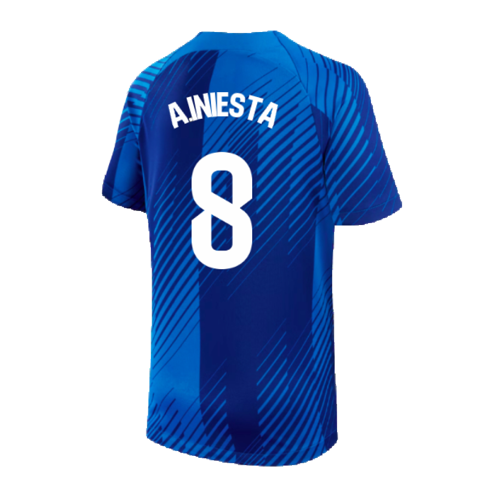 2024-2025 Barcelona Pre-Match Shirt (Blue) - Kids (A.Iniesta 8)