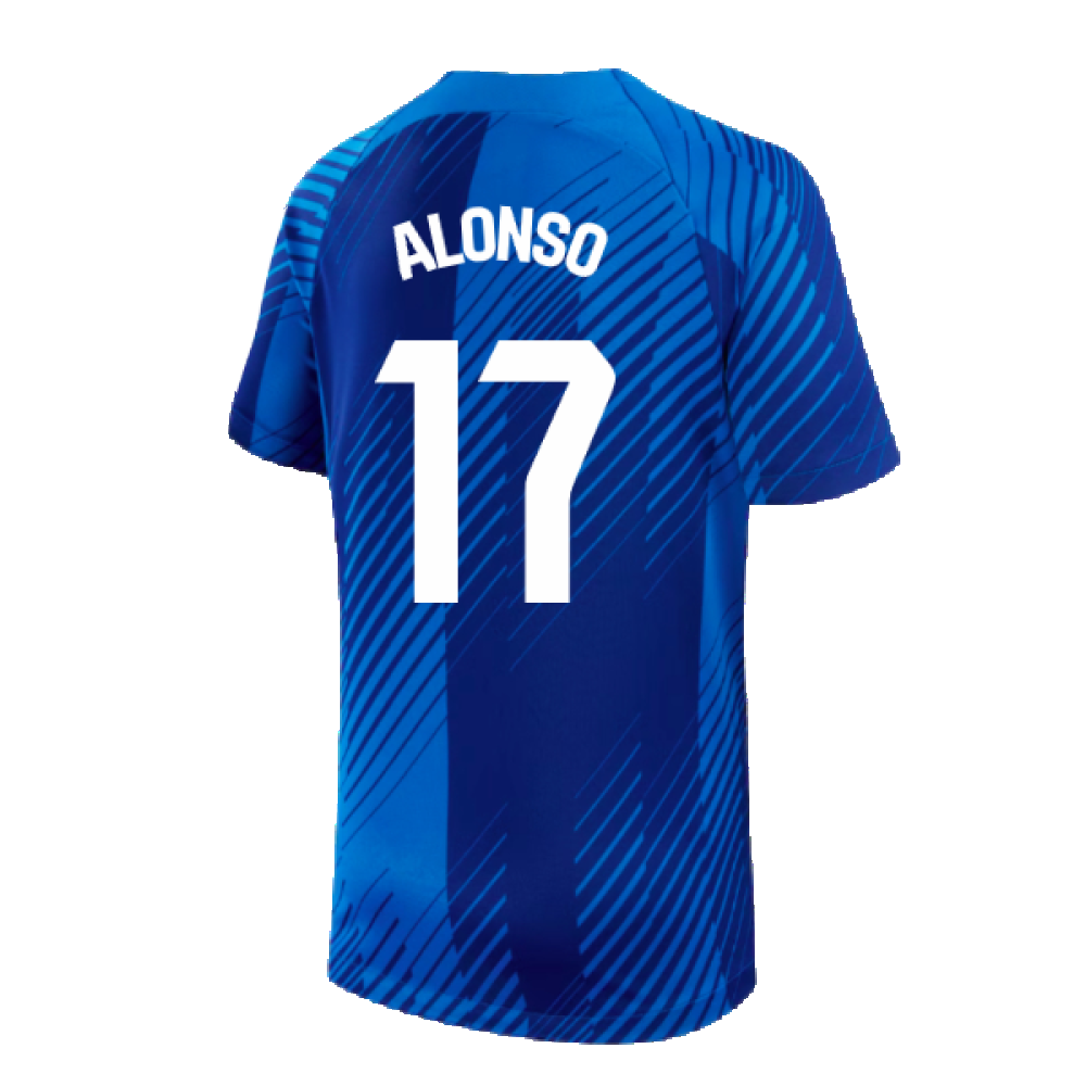 2024-2025 Barcelona Pre-Match Shirt (Blue) - Kids (Alonso 17)