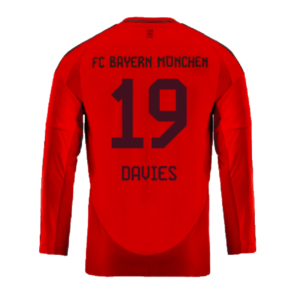 2024-2025 Bayern Munich Long Sleeve Home Shirt (Kids) (Davies 19)