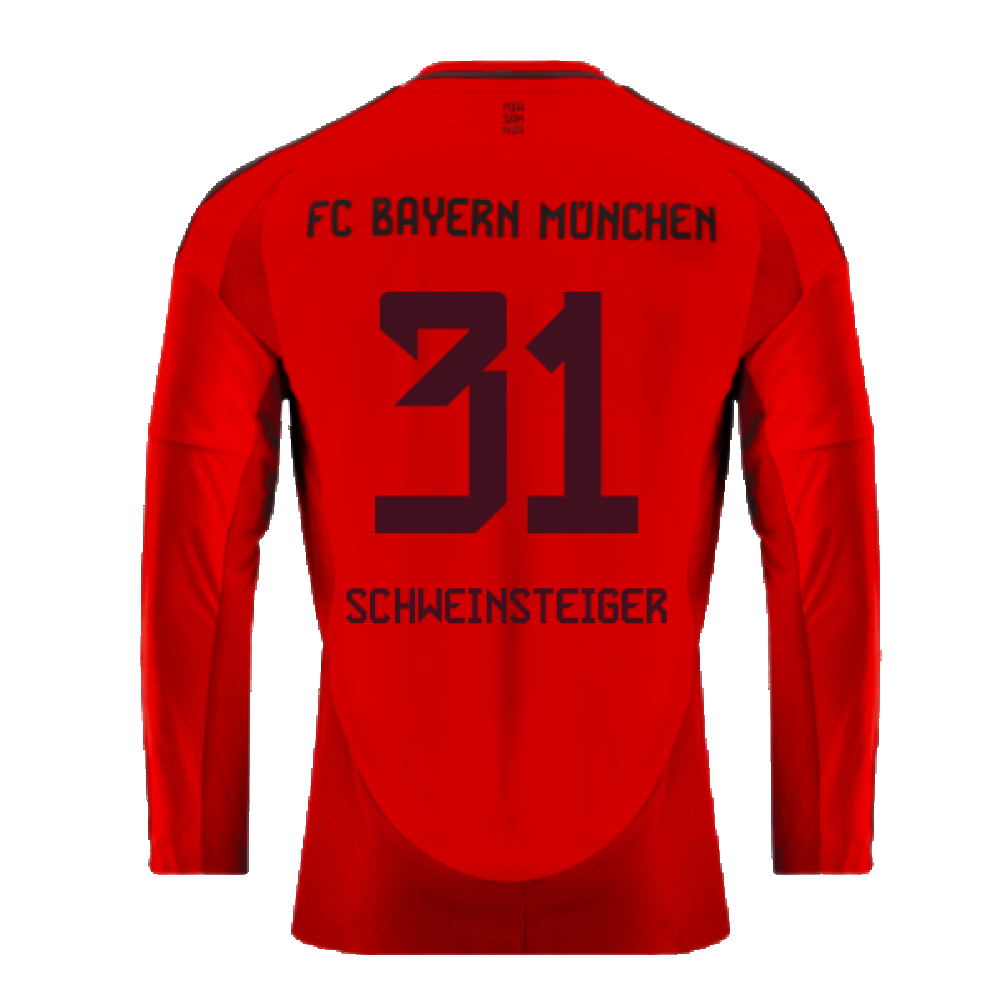 2024-2025 Bayern Munich Long Sleeve Home Shirt (Schweinsteiger 31)