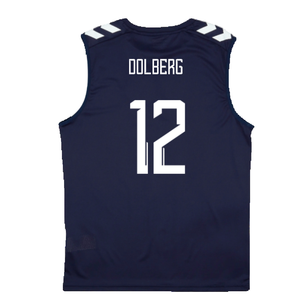 2024-2025 Denmark Sleeveless Training Jersey (Marine) (Dolberg 12)
