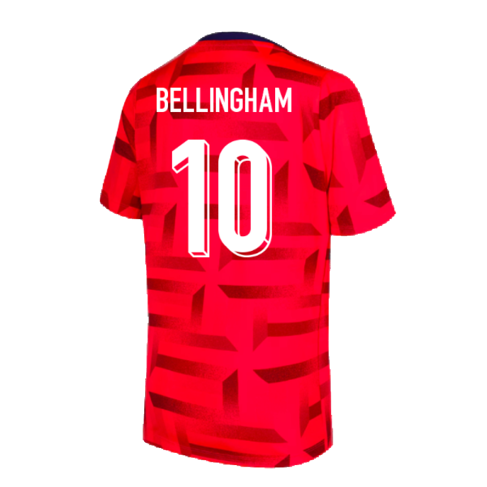 2024-2025 England Dri-FIT Pre-Match Shirt (Red) (Bellingham 10)