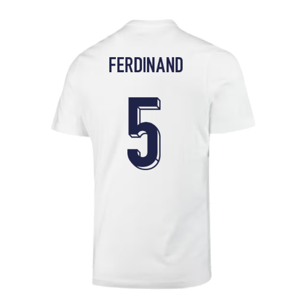 2024-2025 England Soccer T-Shirt (White) (Ferdinand 5)