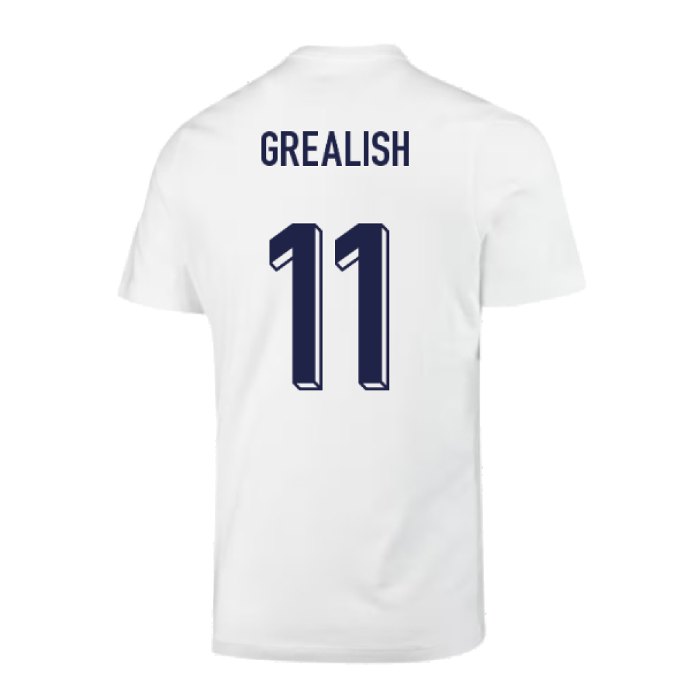 2024-2025 England Soccer T-Shirt (White) (Grealish 11)