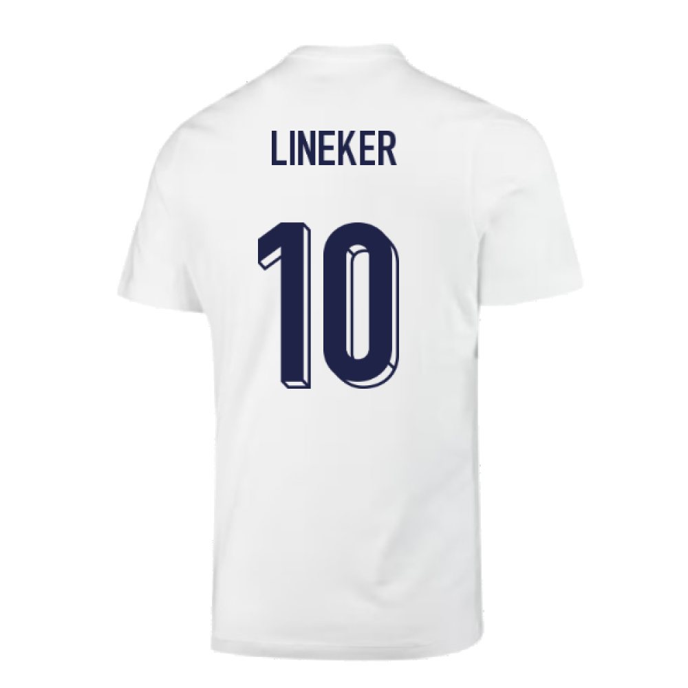 2024-2025 England Soccer T-Shirt (White) (Lineker 10)