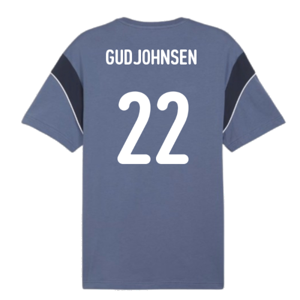 2024-2025 Iceland ftblArchive Tee (Cobalt) (Gudjohnsen 22)