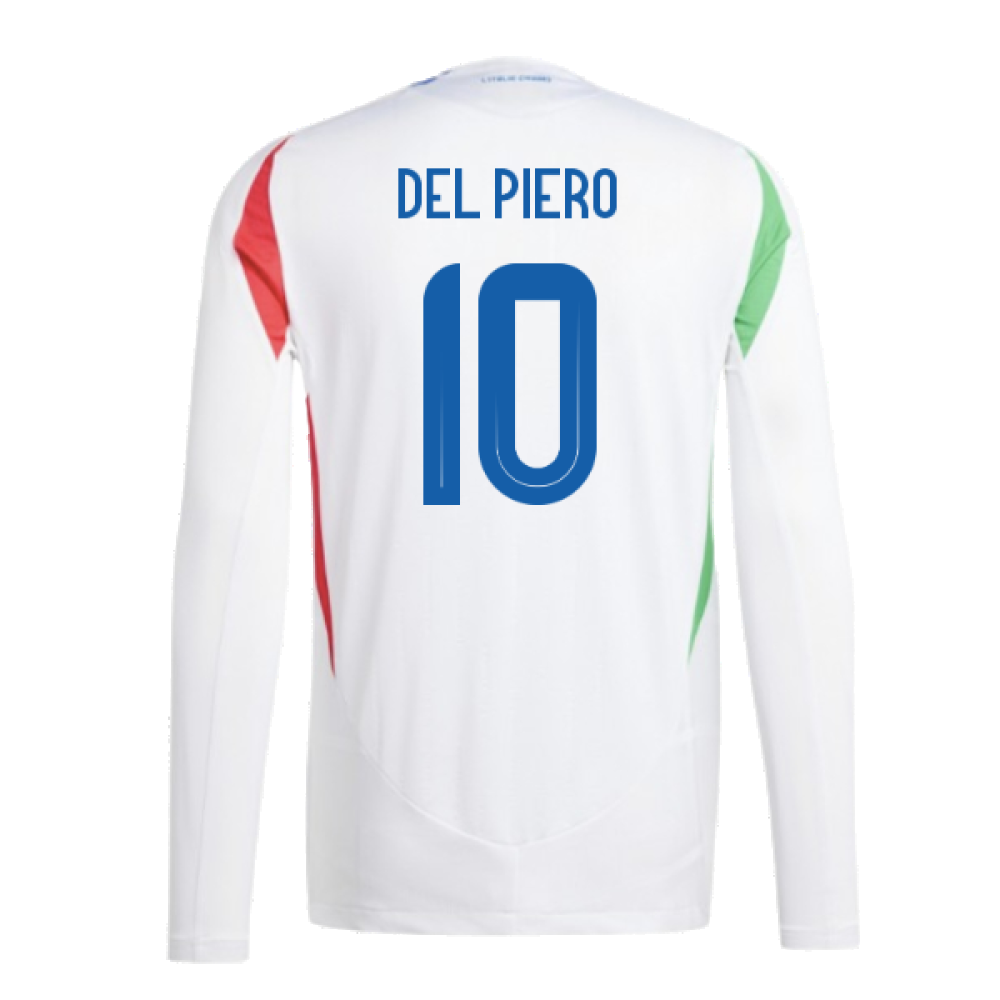 2024-2025 Italy Authentic Long Sleeve Away Shirt (DEL PIERO 10)