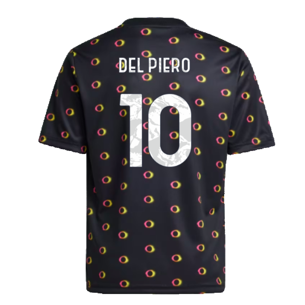 2024-2025 Juventus Pre-Match Shirt (Black) - Kids (Del Piero 10)