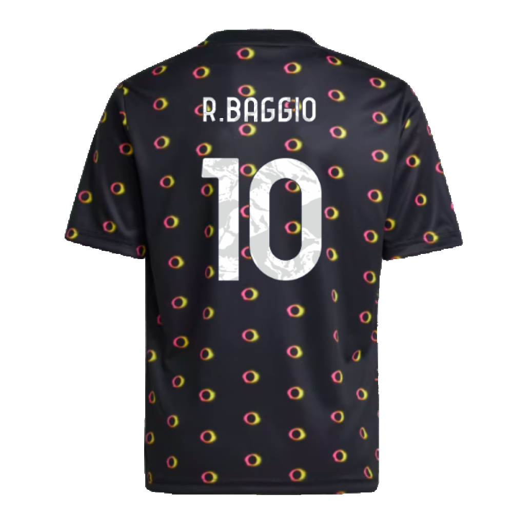 2024-2025 Juventus Pre-Match Shirt (Black) - Kids (R.Baggio 10)