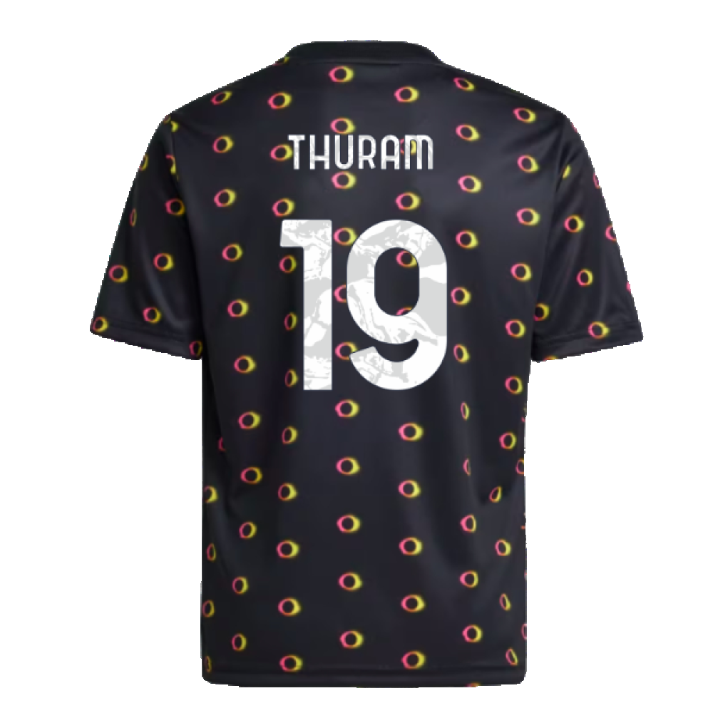 2024-2025 Juventus Pre-Match Shirt (Black) - Kids (Thuram 19)