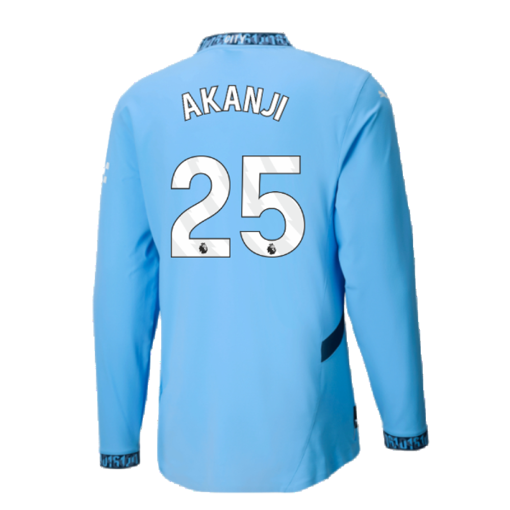 2024-2025 Man City Authentic Long Sleeve Home Shirt (Akanji 25)