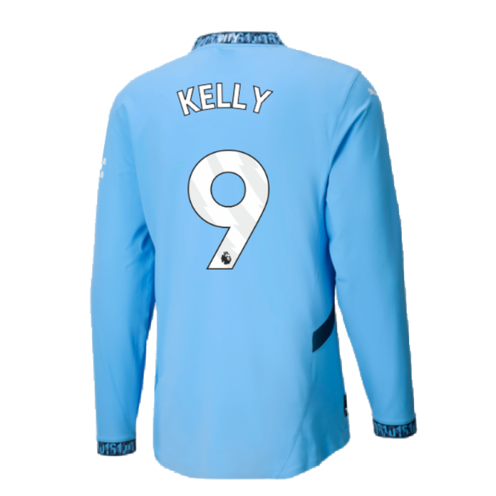 2024-2025 Man City Authentic Long Sleeve Home Shirt (Kelly 9)