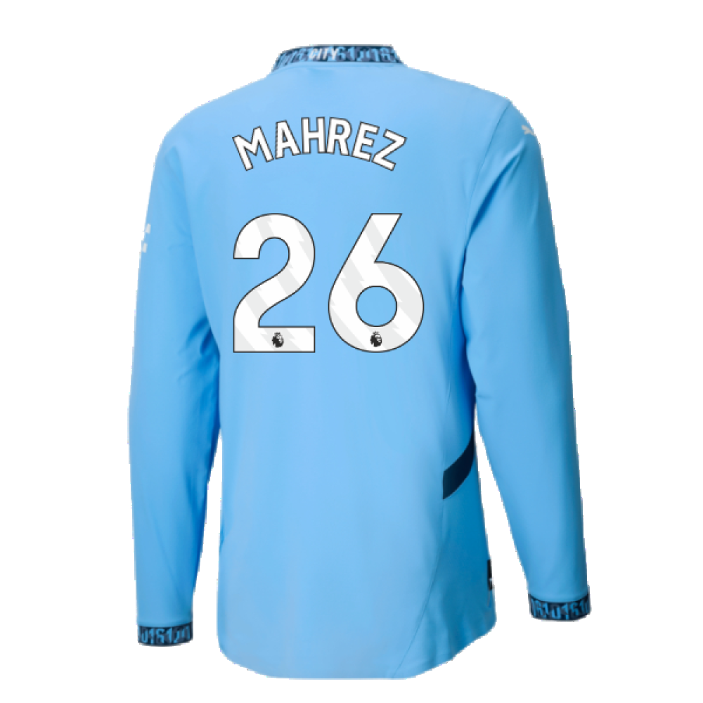 2024-2025 Man City Authentic Long Sleeve Home Shirt (Mahrez 26)