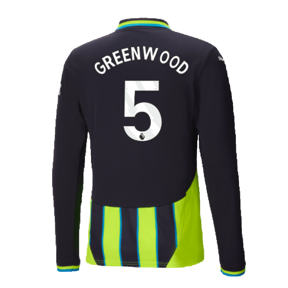 2024-2025 Man City Away Long Sleeve Authentic Shirt (Greenwood 5)