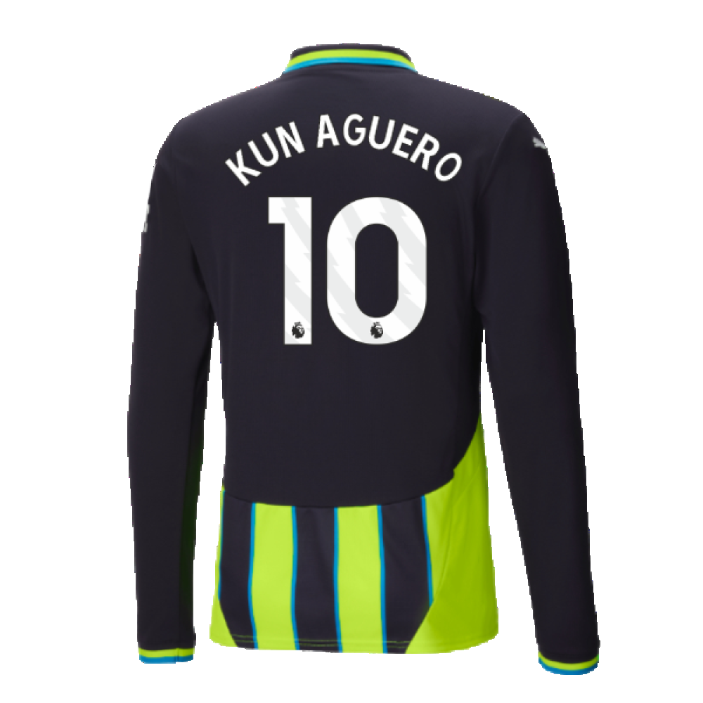 2024-2025 Man City Away Long Sleeve Authentic Shirt (Kun Aguero 10)