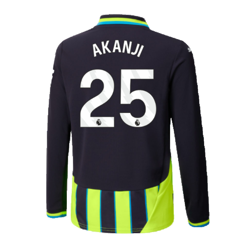 2024-2025 Man City Away Long Sleeve Shirt (Kids) (Akanji 25)