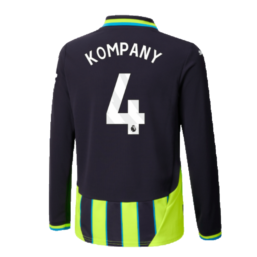 2024-2025 Man City Away Long Sleeve Shirt (Kids) (Kompany 4)