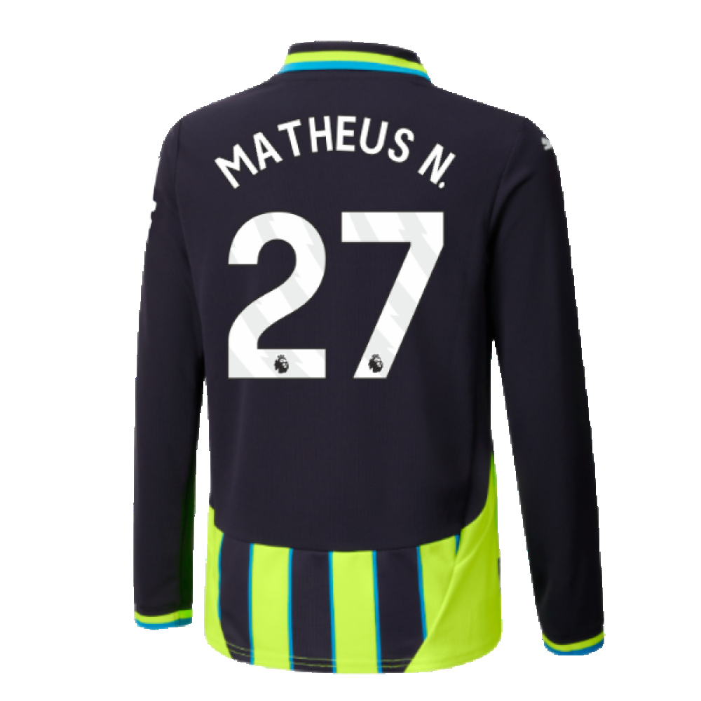 2024-2025 Man City Away Long Sleeve Shirt (Kids) (Matheus N. 27)