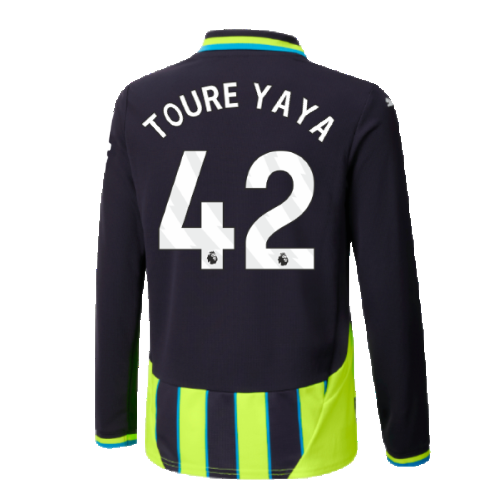 2024-2025 Man City Away Long Sleeve Shirt (Kids) (Toure Yaya 42)