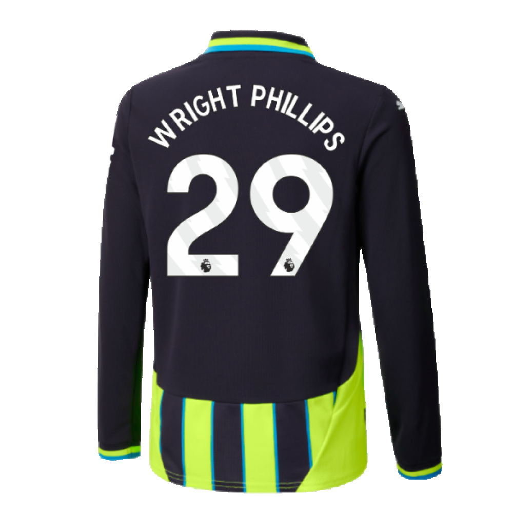 2024-2025 Man City Away Long Sleeve Shirt (Kids) (Wright Phillips 29)