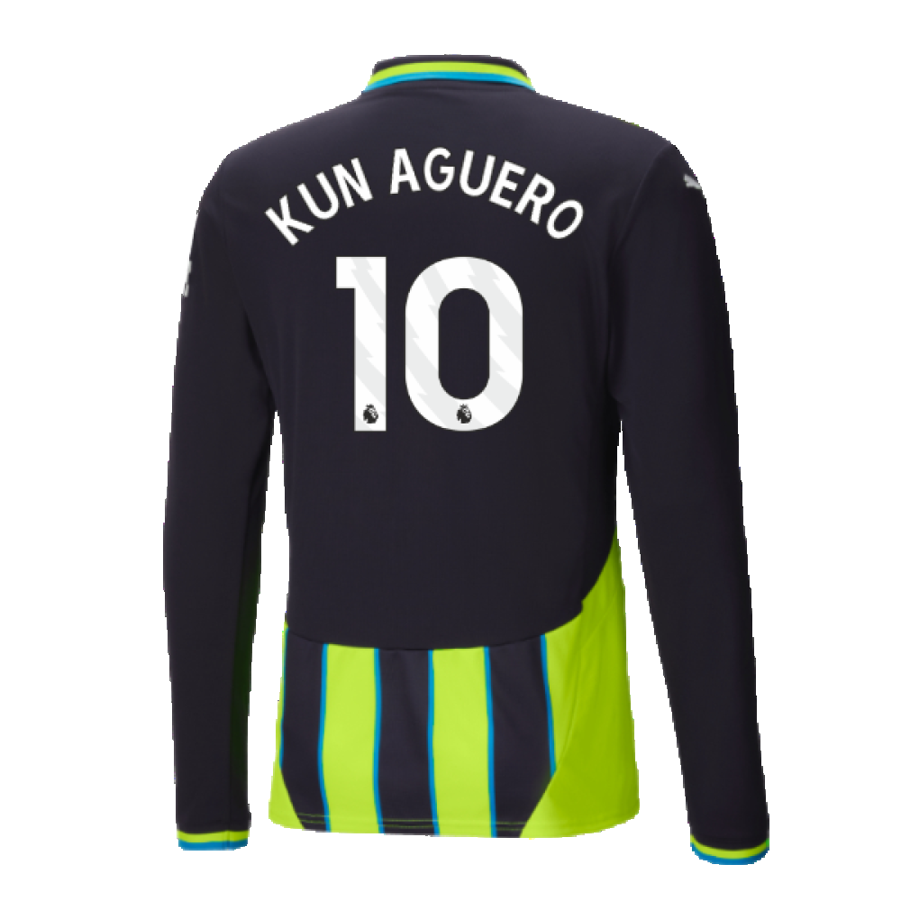 2024-2025 Man City Away Long Sleeve Shirt (Kun Aguero 10)