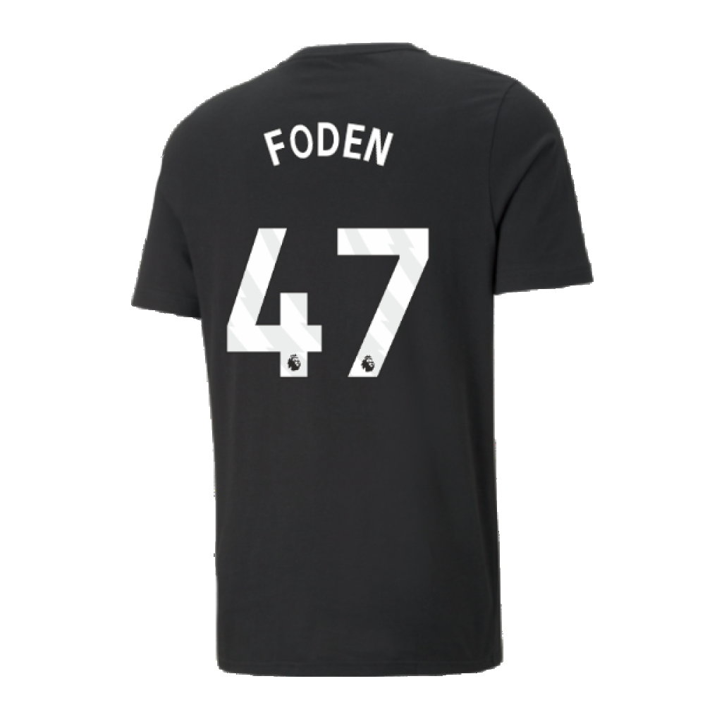 2024-2025 Man City ESS Tee (Black) - Kids (Foden 47)