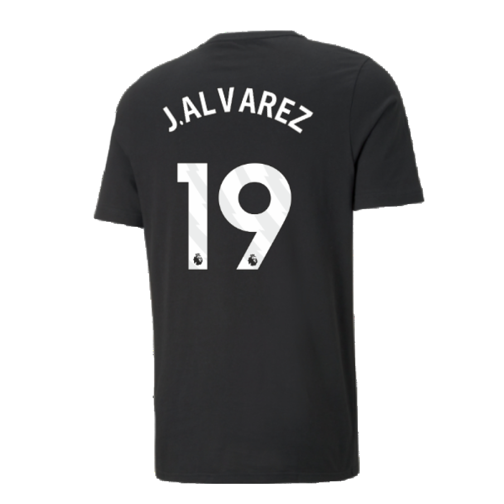 2024-2025 Man City ESS Tee (Black) - Kids (J.Alvarez 19)