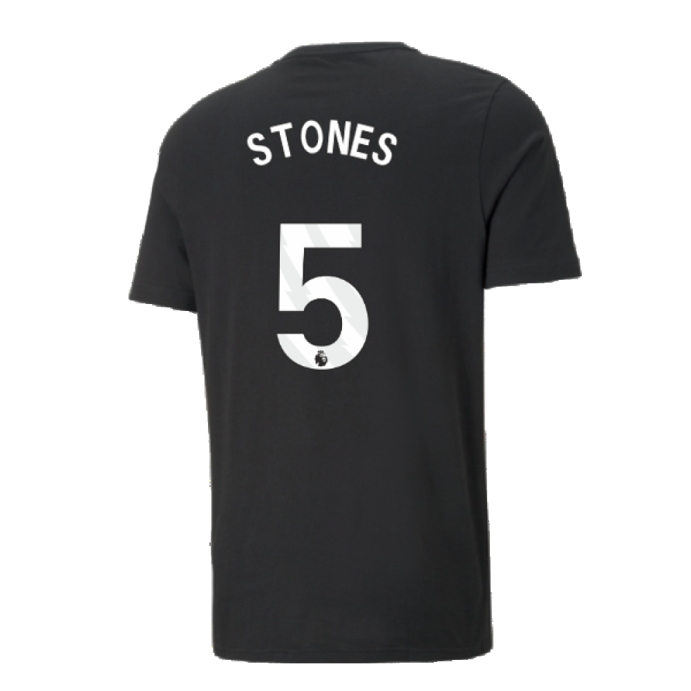 2024-2025 Man City ESS Tee (Black) - Kids (Stones 5)