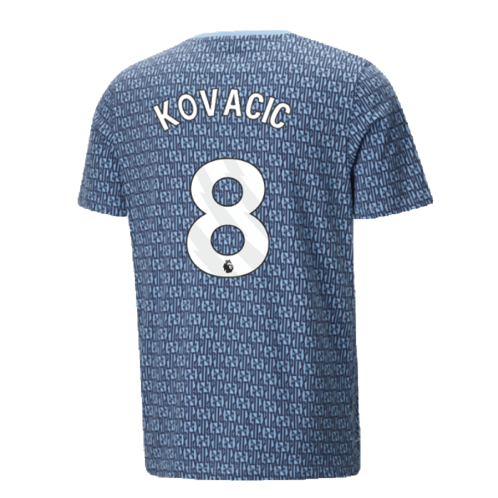 2024-2025 Man City ftblCulture Tee AOP (Navy) - Kids (Kovacic 8)