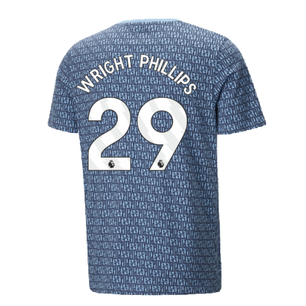 2024-2025 Man City ftblCulture Tee AOP (Navy) - Kids (Wright Phillips 29)