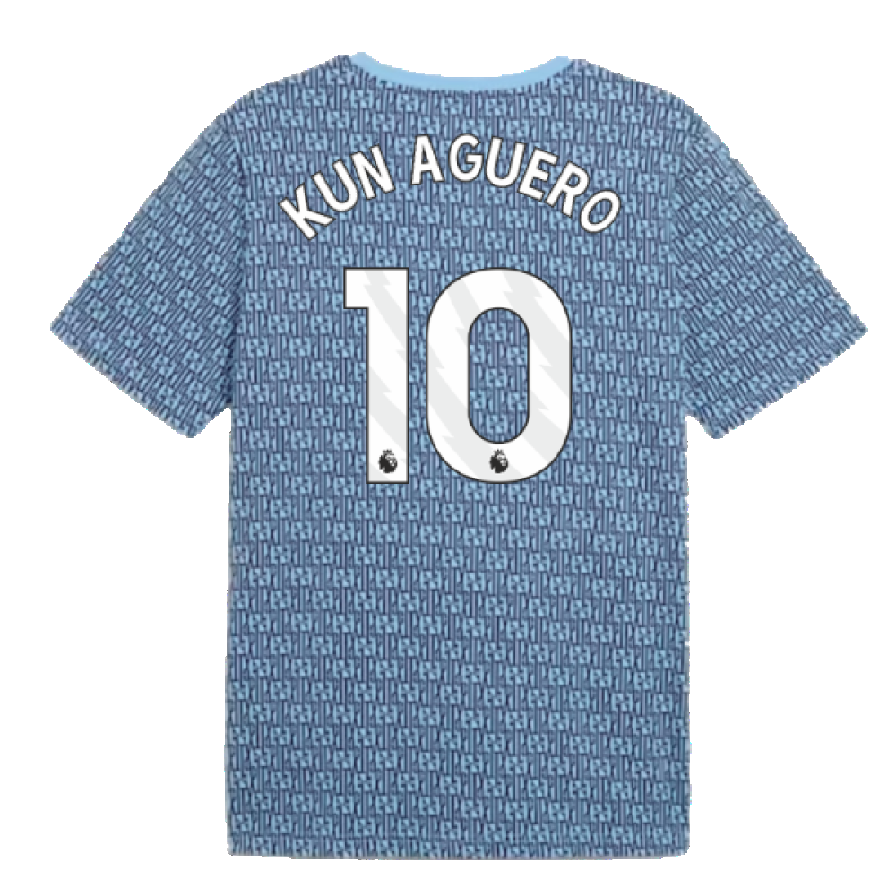 2024-2025 Man City ftblCulture Tee AOP (Navy) (Kun Aguero 10)