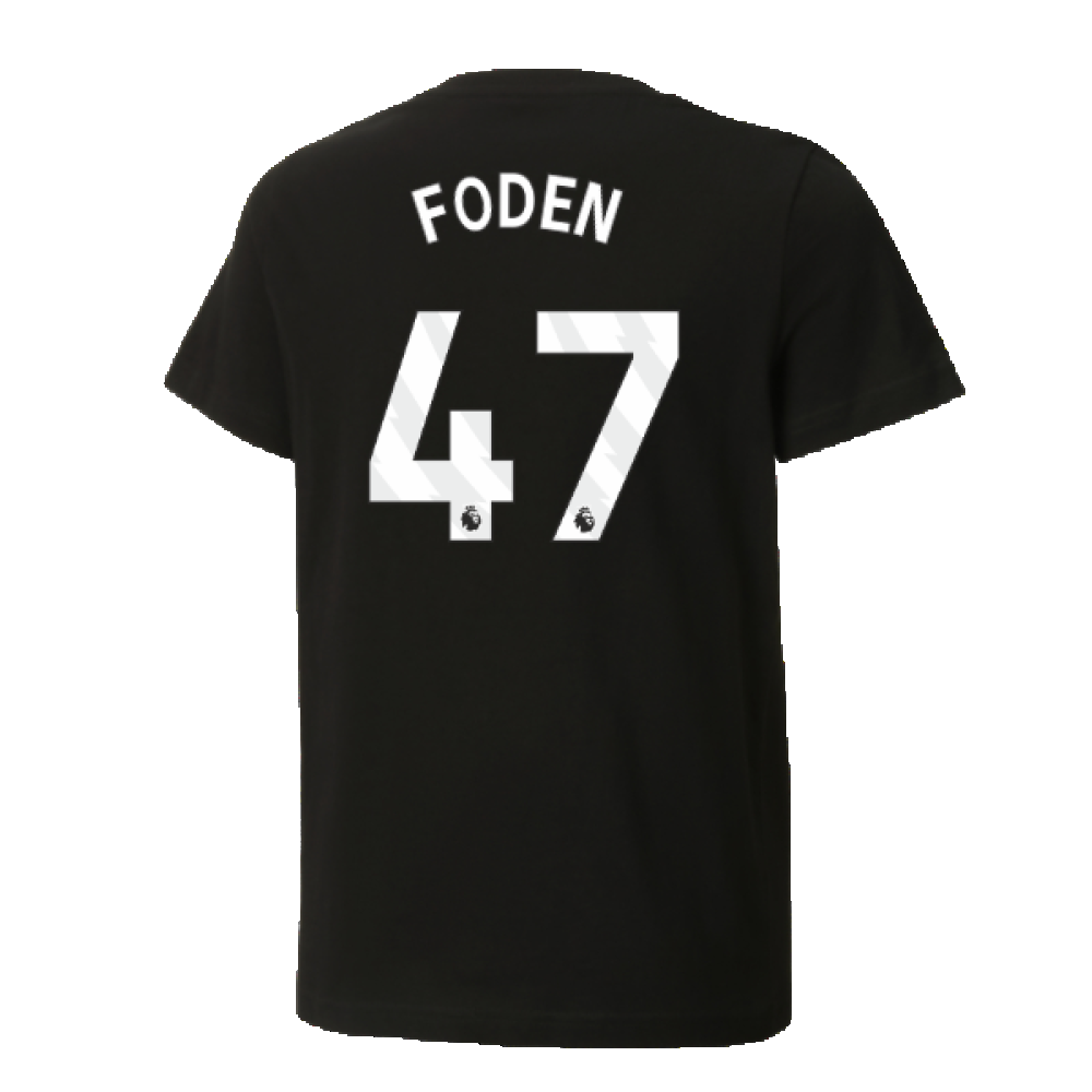 2024-2025 Man City ftblCulture Tee (Black) - Kids (Foden 47)