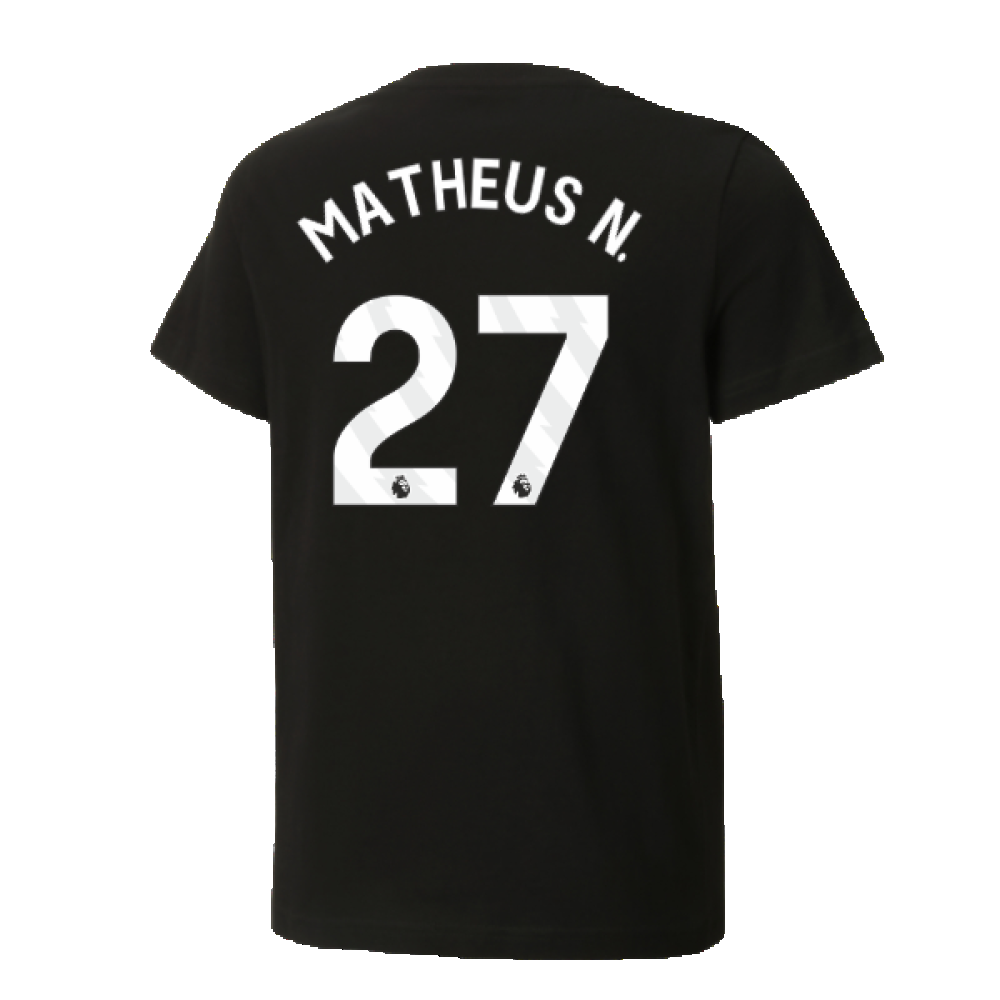 2024-2025 Man City ftblCulture Tee (Black) - Kids (Matheus N. 27)