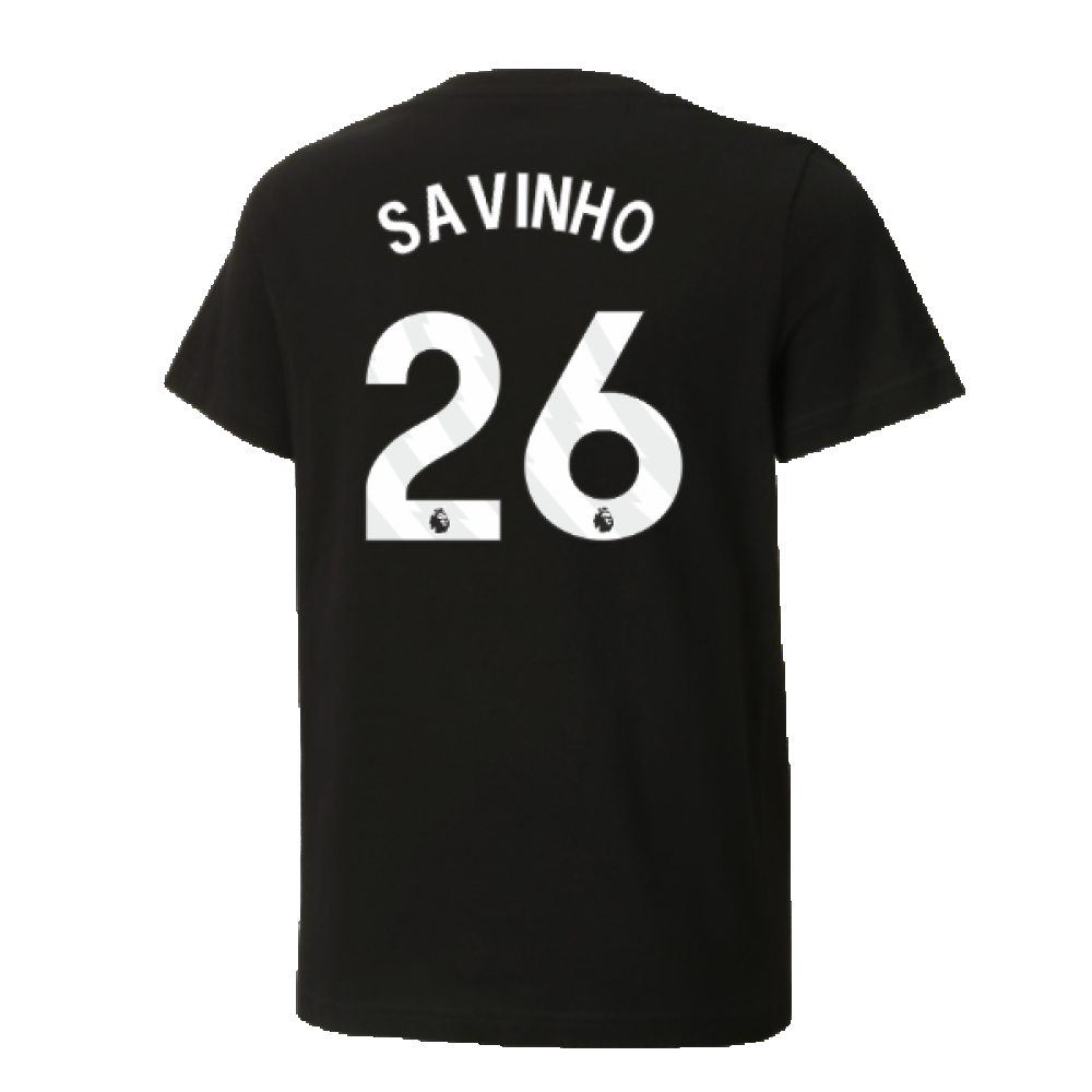 2024-2025 Man City ftblCulture Tee (Black) - Kids (Savinho 26)