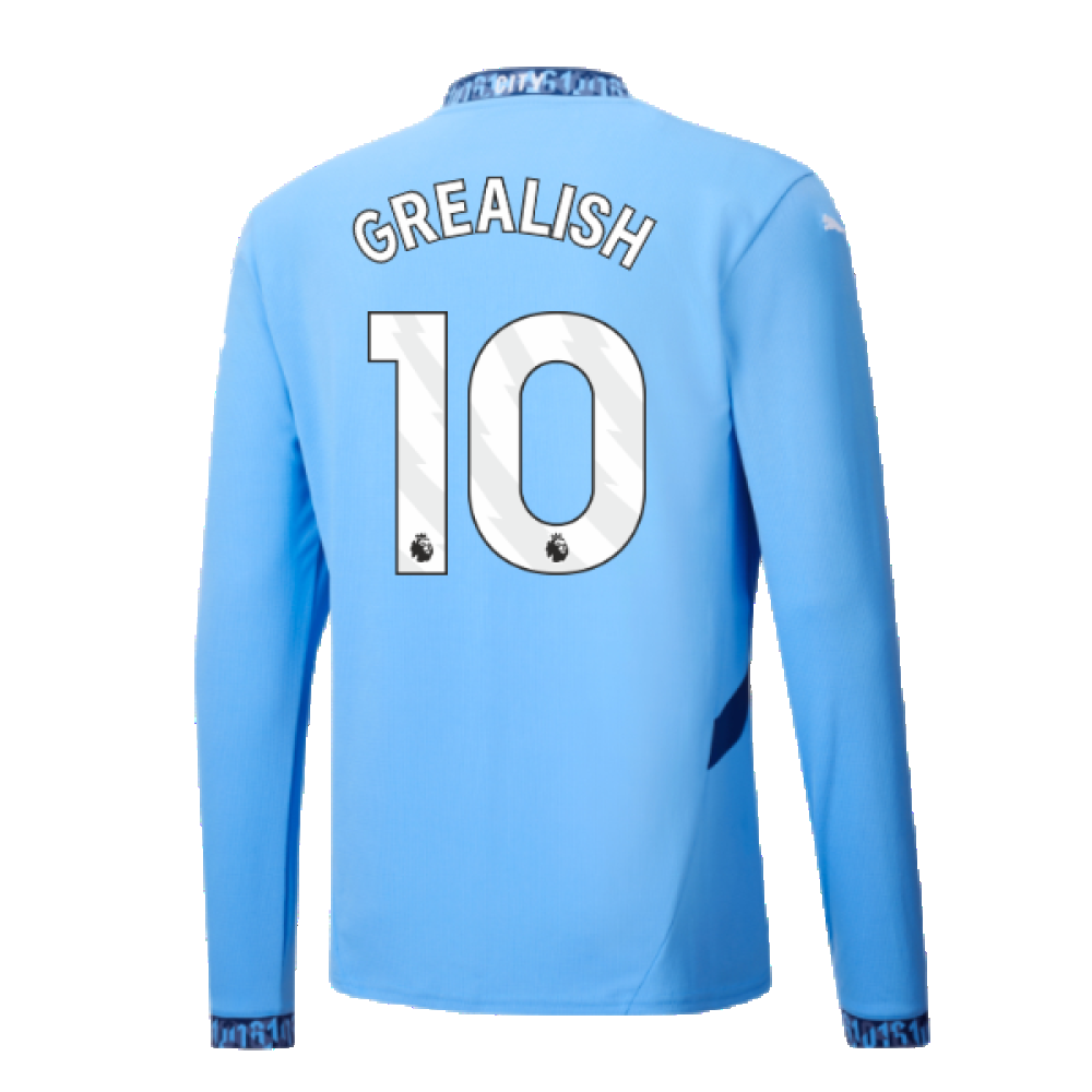 2024-2025 Man City Home Long Sleeve Shirt (Grealish 10)