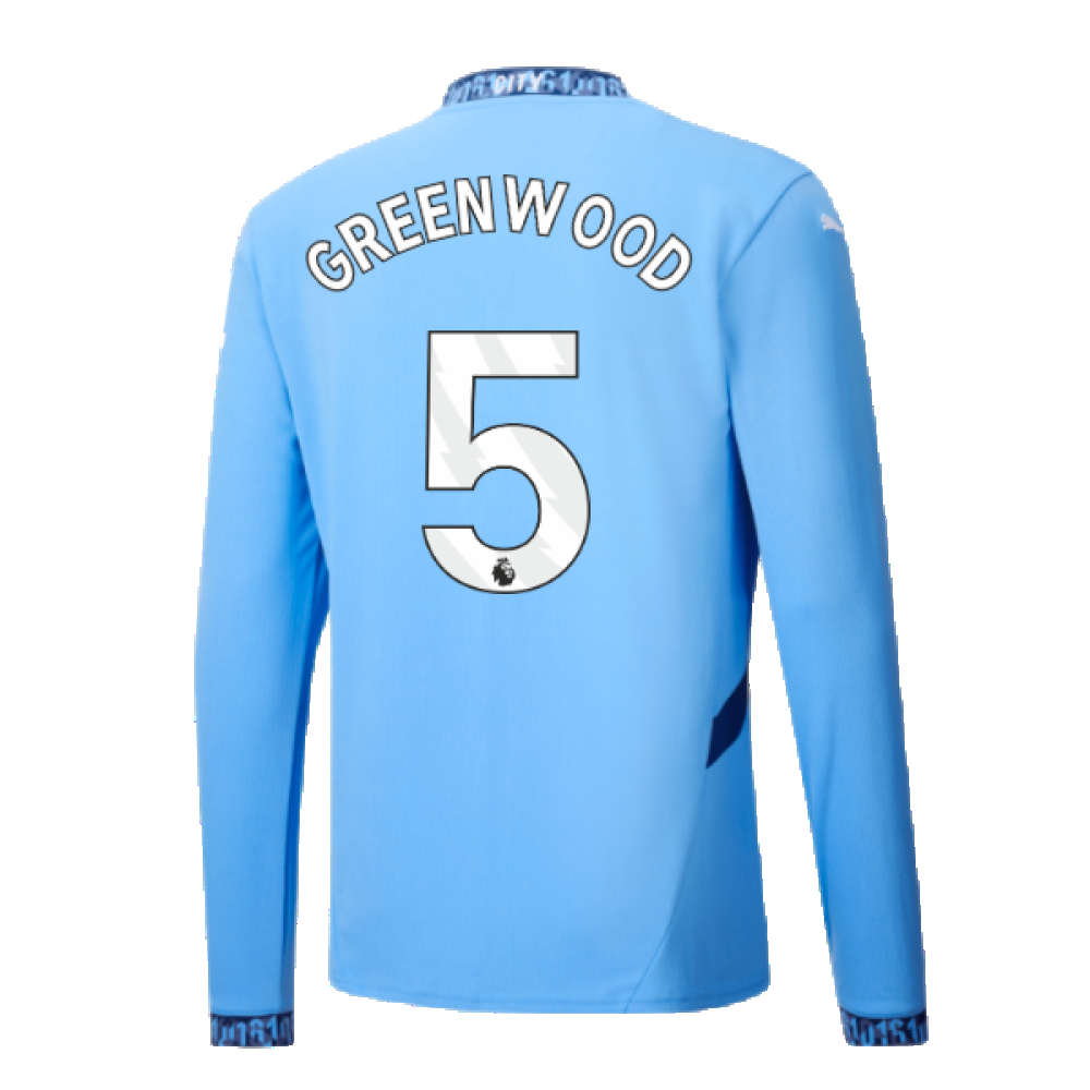 2024-2025 Man City Home Long Sleeve Shirt (Greenwood 5)