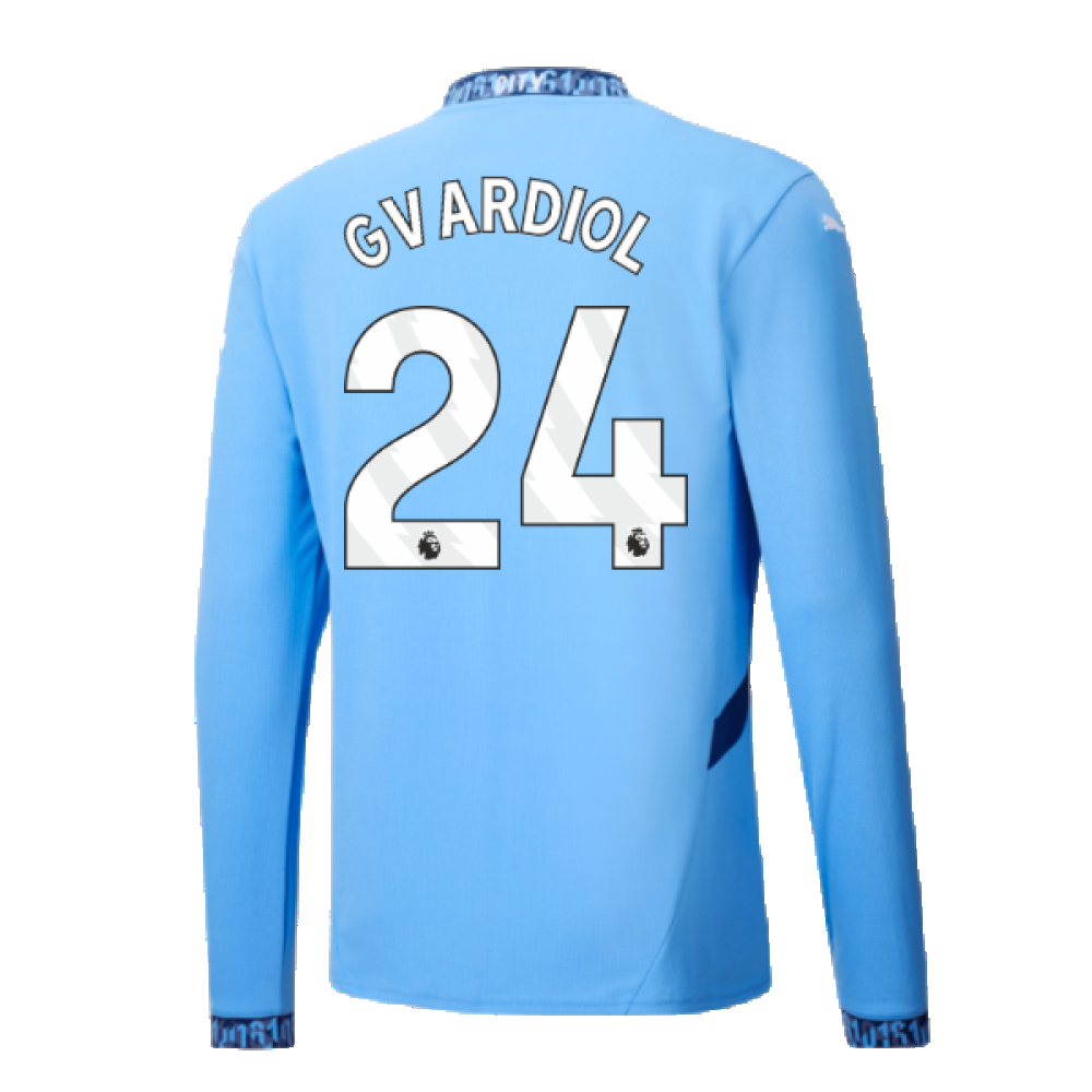 2024-2025 Man City Home Long Sleeve Shirt (Gvardiol 24)