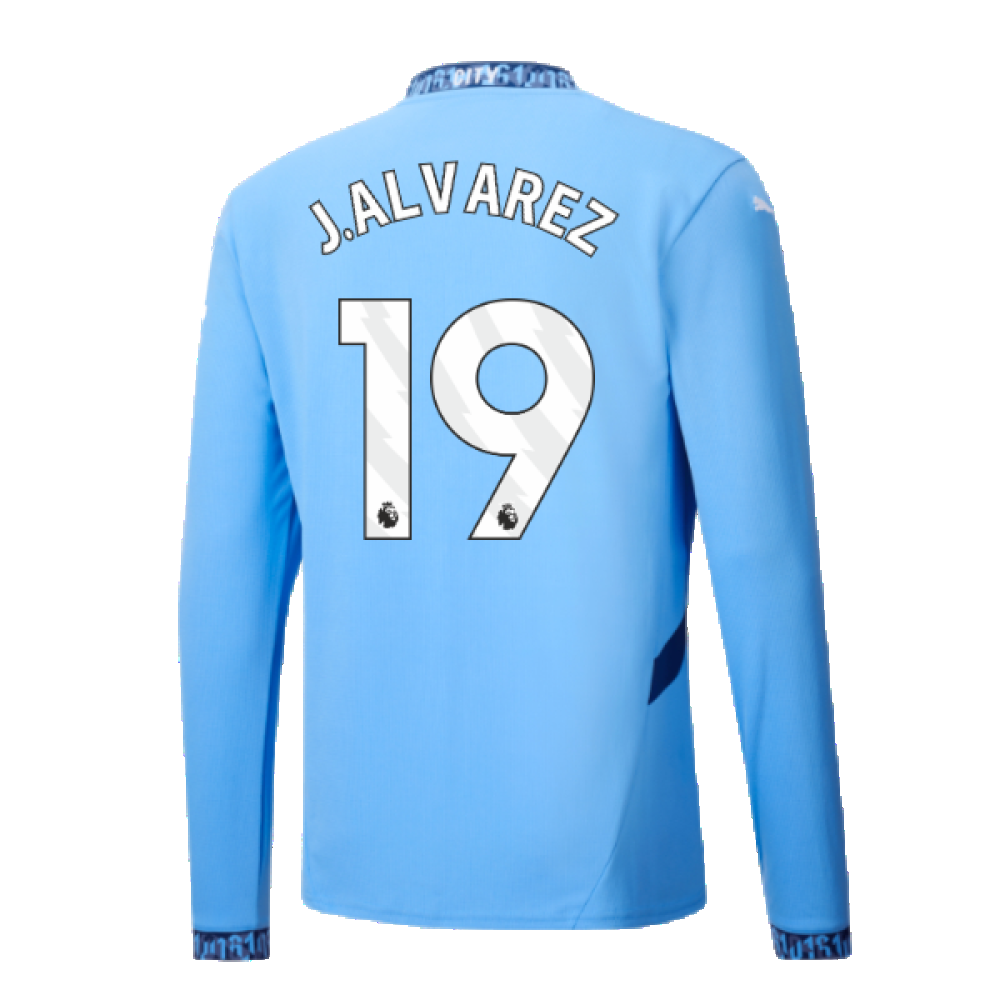 2024-2025 Man City Home Long Sleeve Shirt (J.Alvarez 19)