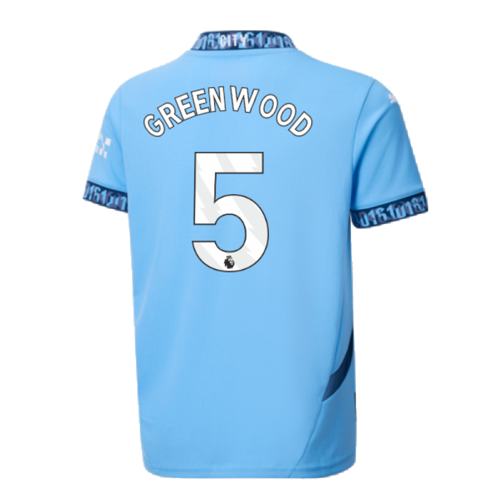 2024-2025 Man City Home Shirt (Kids) (Greenwood 5)