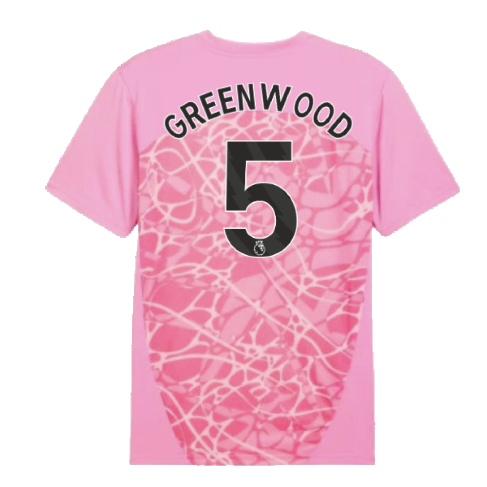 2024-2025 Man City Pre-Match Shirt (Pink) (Greenwood 5)